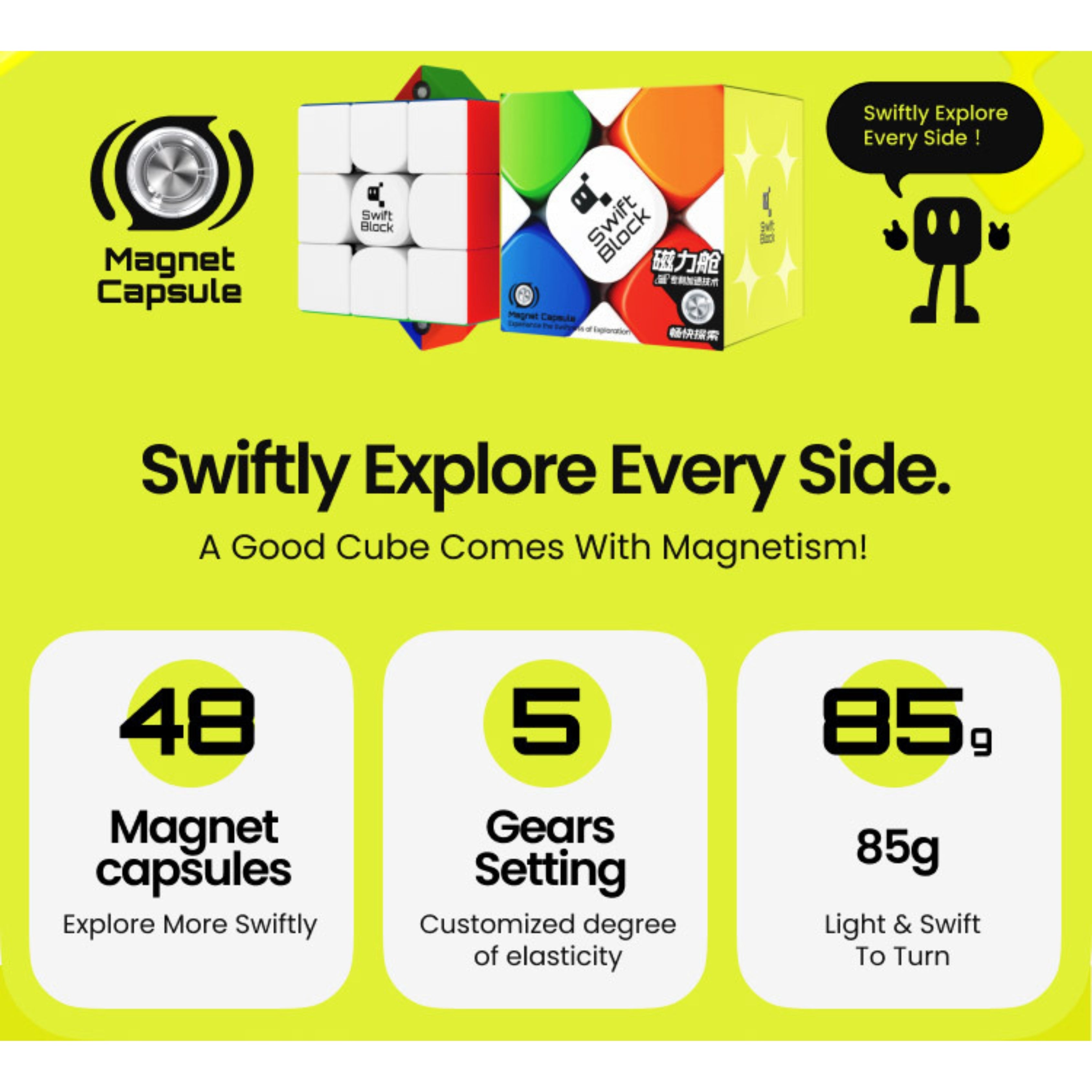 GAN Swift Block 355S Magnetic 3x3 Speedcube-Cubuzzle