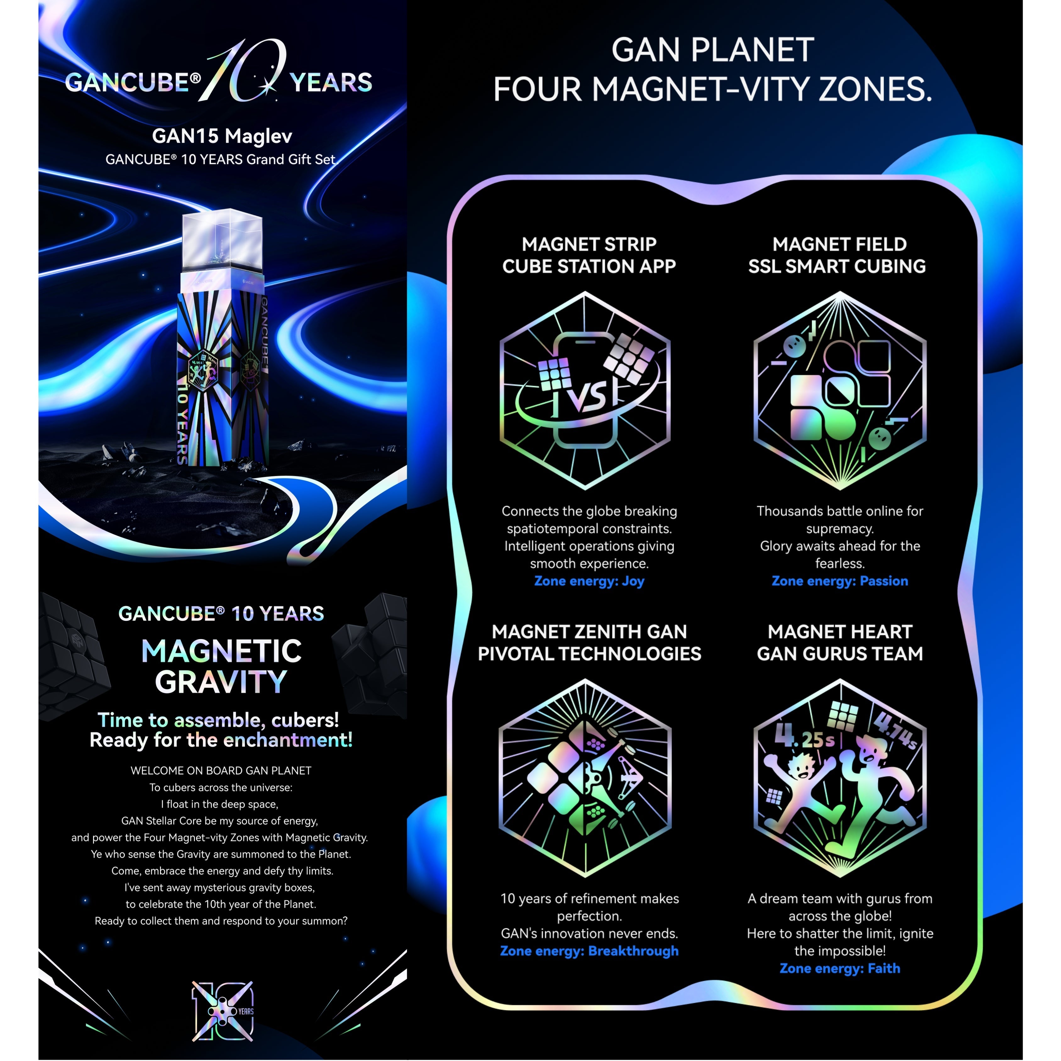 GAN 15 Maglev UV - 10th Anniversary Edition 3x3 Magnetic Speedcube