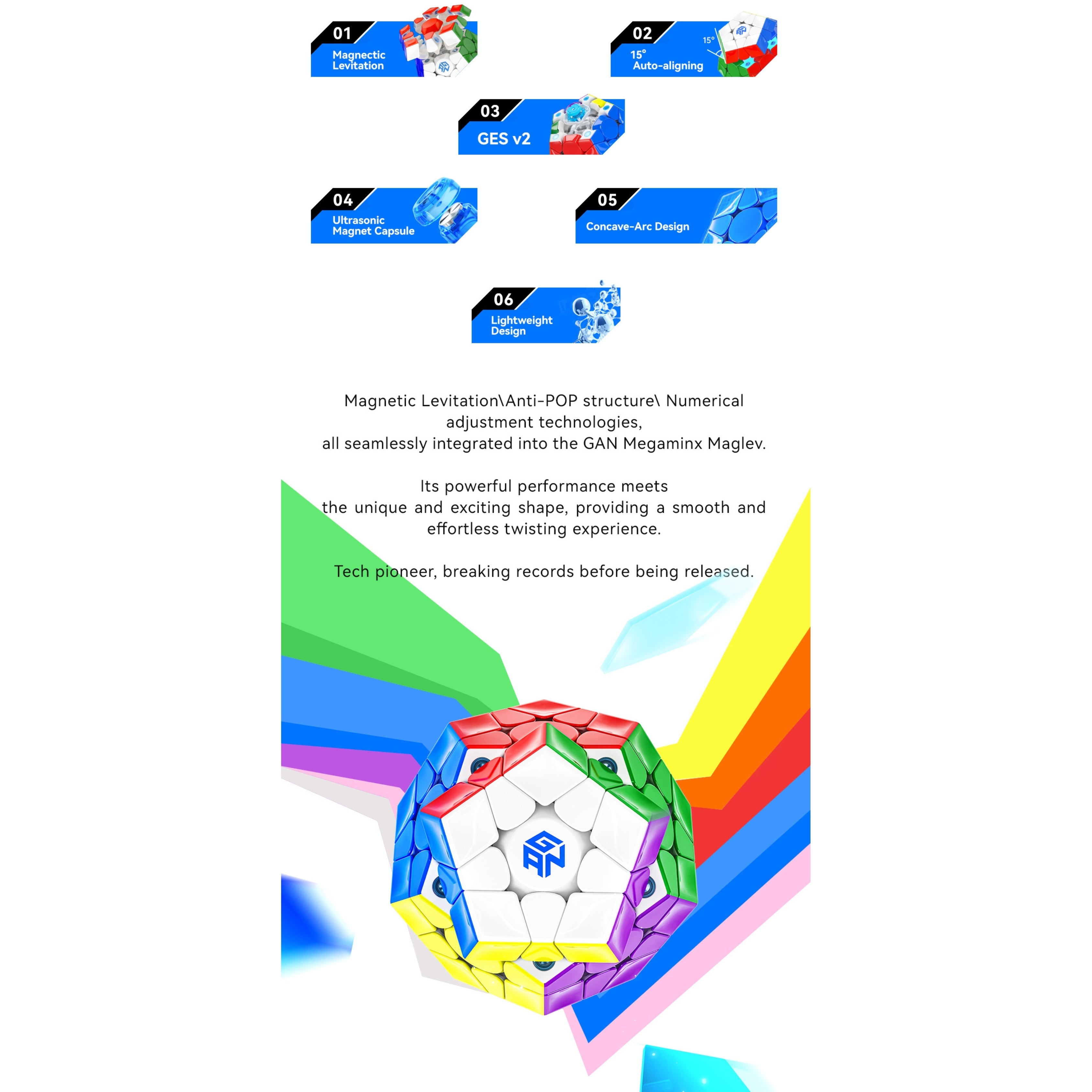 GAN Megaminx V2 Maglev UV Black Magnetic SpeedCube - Stickerless-Cubuzzle