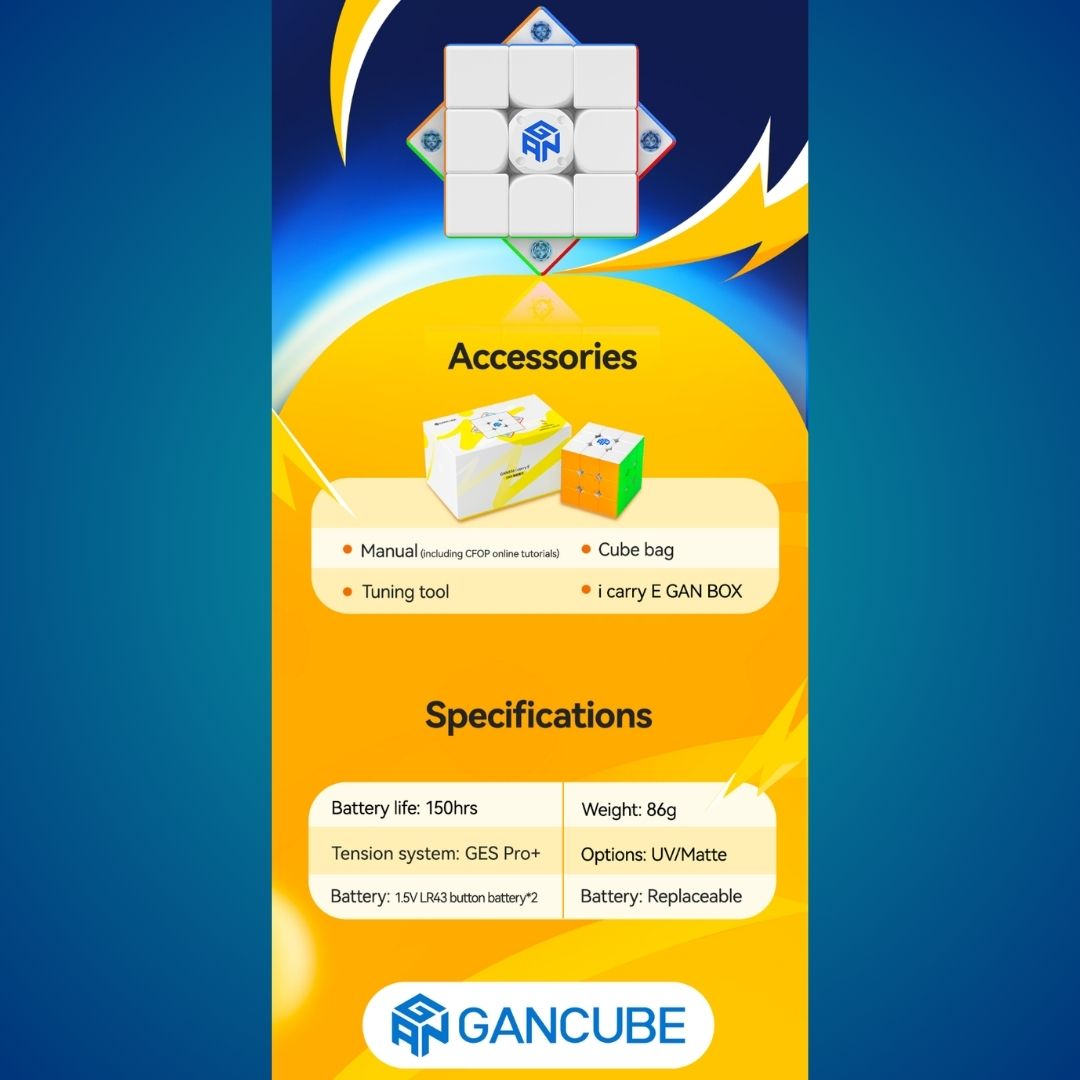 GAN 356 i carry E 3x3 Magnetic Cube- Intelligent Smart Bluetooth Cube - Latest 2025 Model