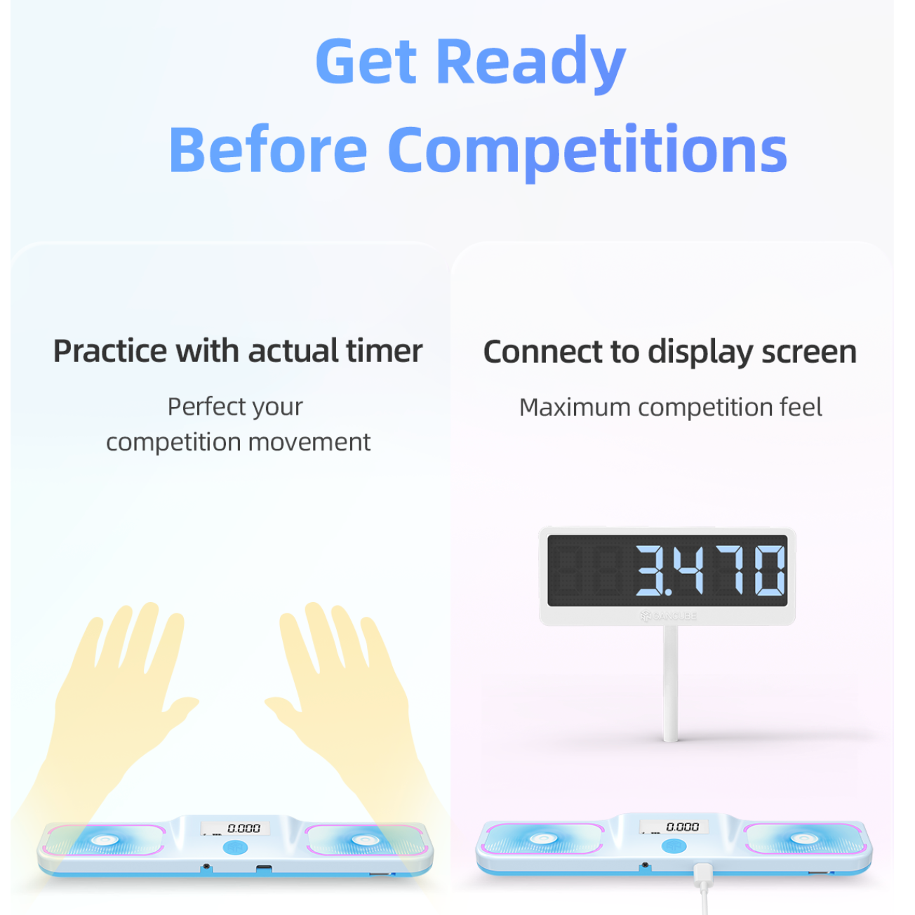 GAN Halo Smart Timer and Mat Set - Combo pack of Bluetooth Timer and Protective Mat for Speed Cube-Cubuzzle
