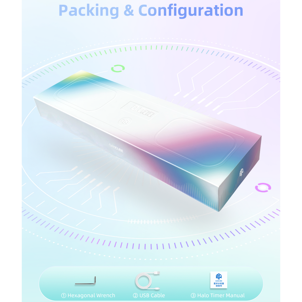 GAN Halo Smart Timer and Mat Set - Combo pack of Bluetooth Timer and Protective Mat for Speed Cube-Cubuzzle