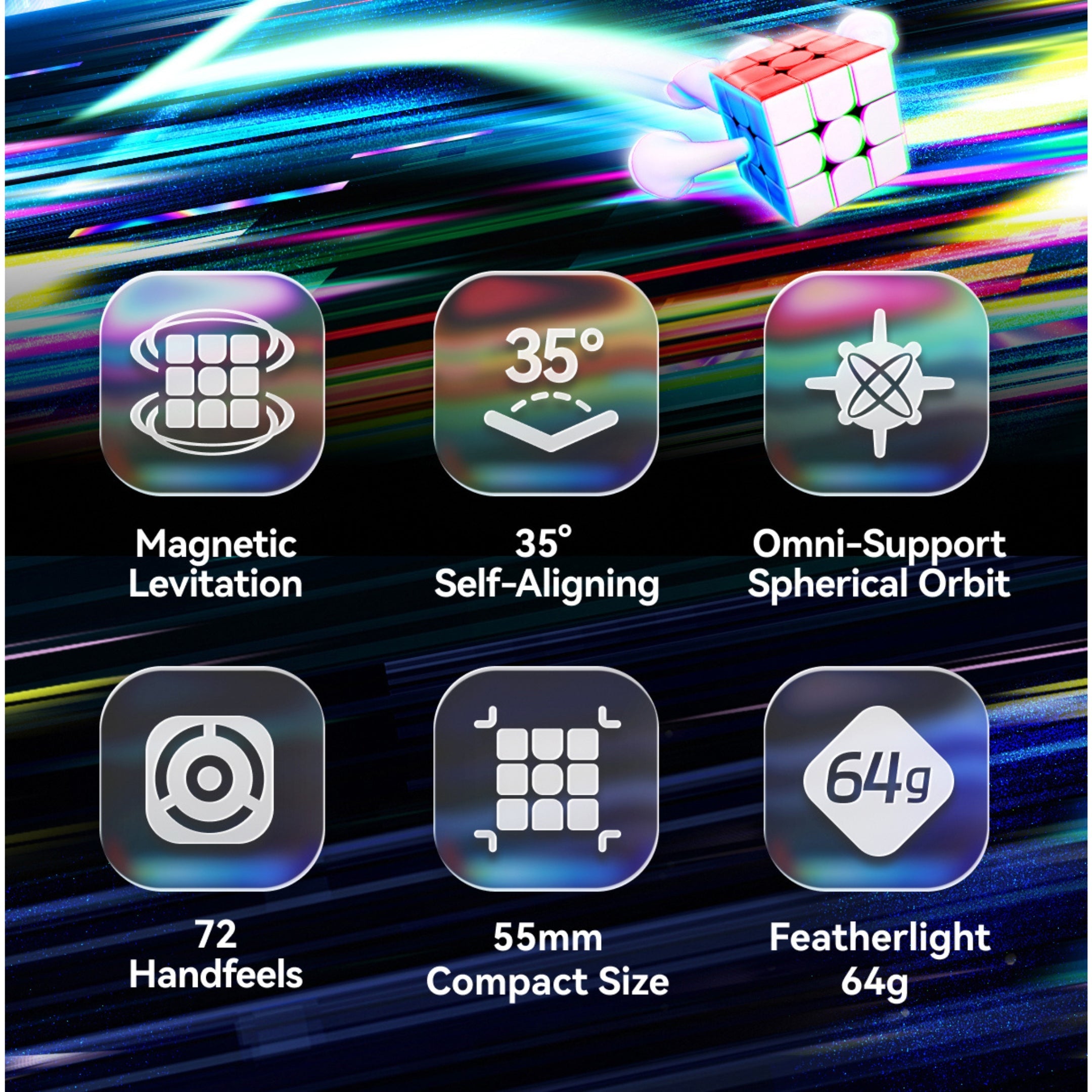 GAN V100 Maglev UV 3x3 Magnetic Speedcube -  LATEST 2025!