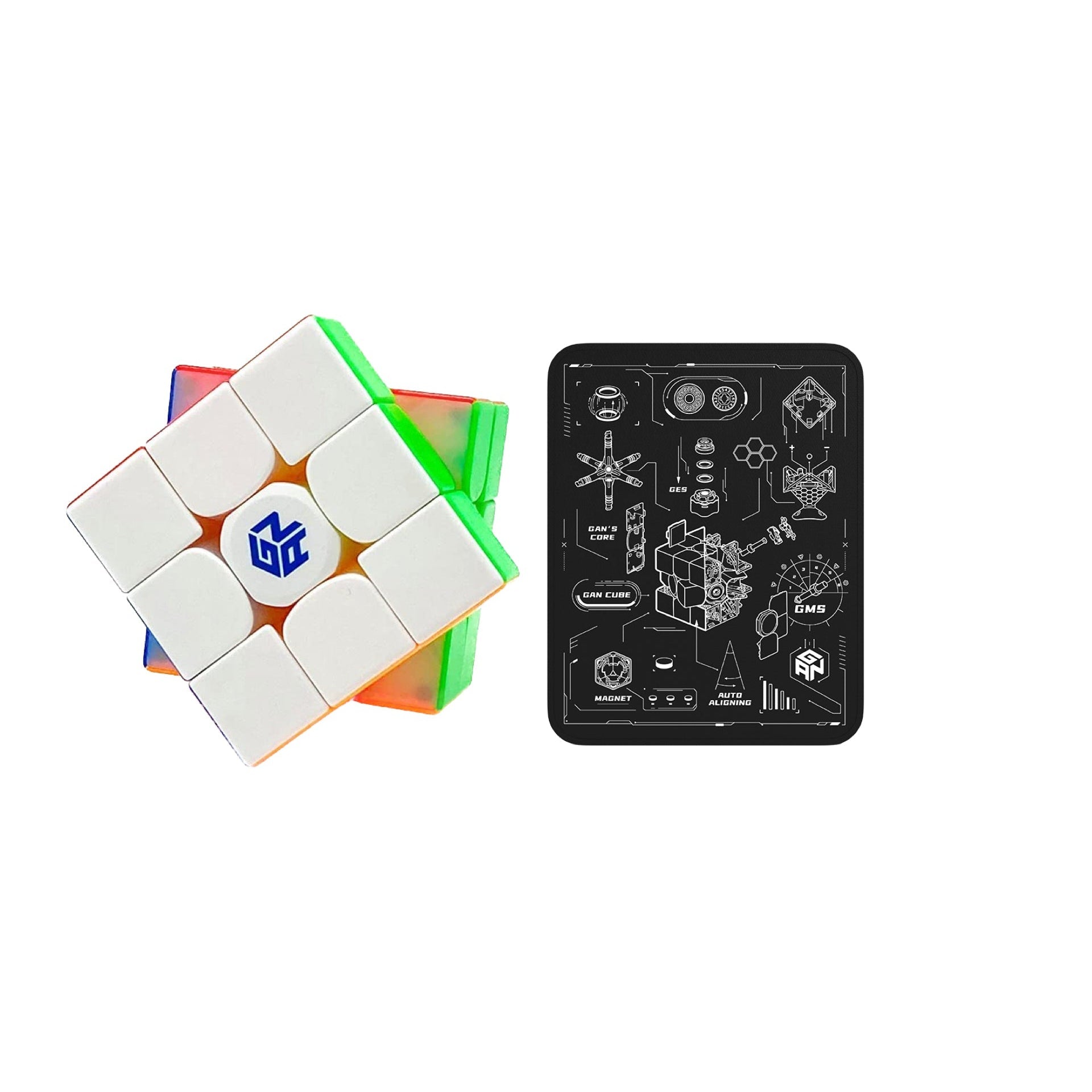 GAN 12 Maglev or Leap and GAN 12 Cube Protective Mat Combo Pack: Includes GAN 12 M Maglev Magnetic 3x3 Stickerless & Mat Set-Cubuzzle