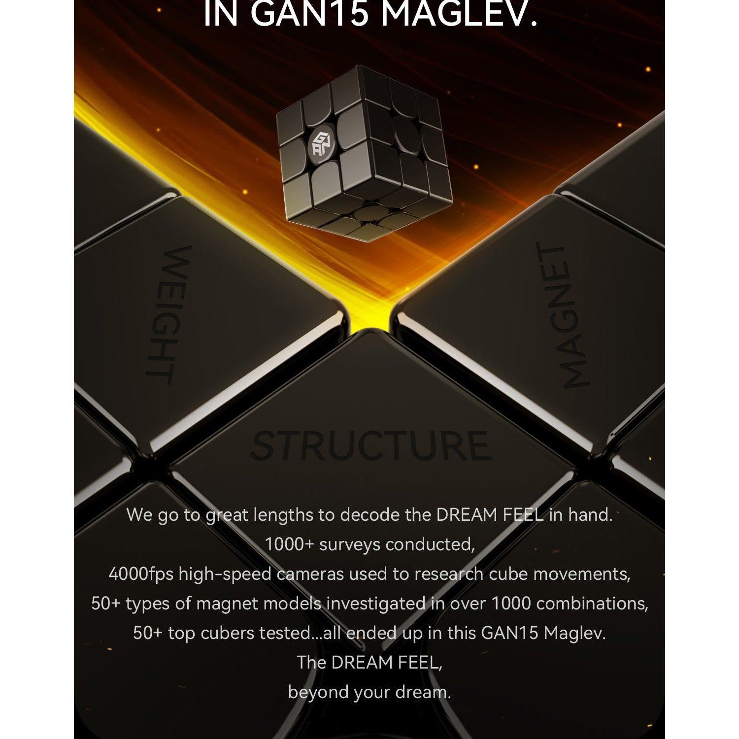 GAN 15 Maglev UV 3x3 Magnetic Speedcube - LATEST 2025!
