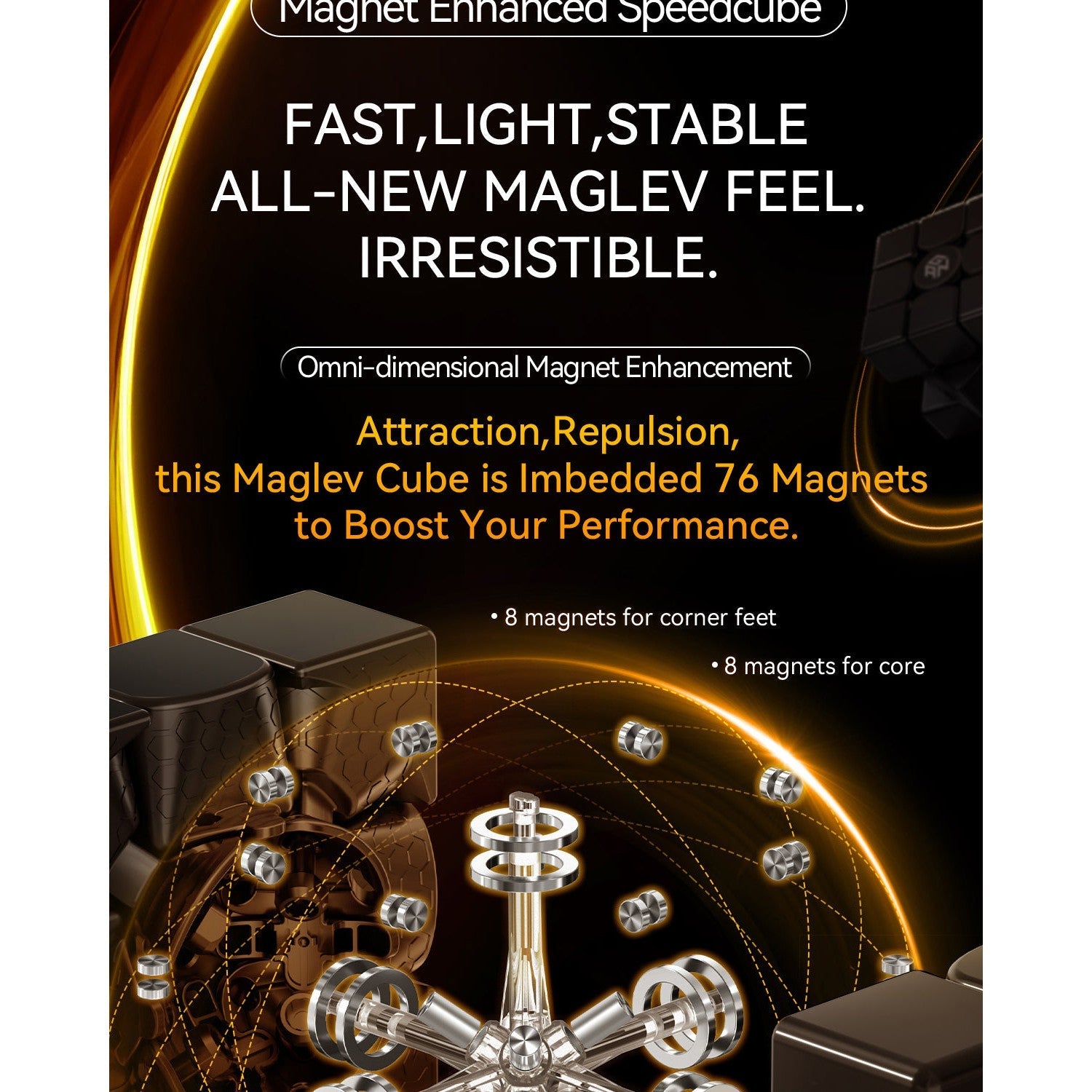 GAN 15 Maglev UV 3x3 Magnetic Speedcube - LATEST 2025!