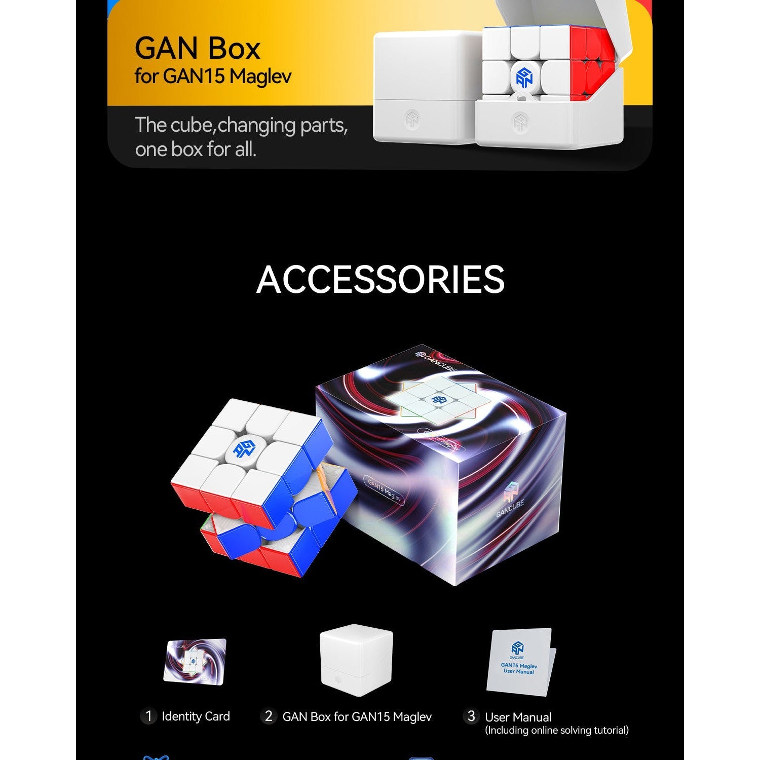 GAN 15 Maglev UV 3x3 Magnetic Speedcube - LATEST 2025!