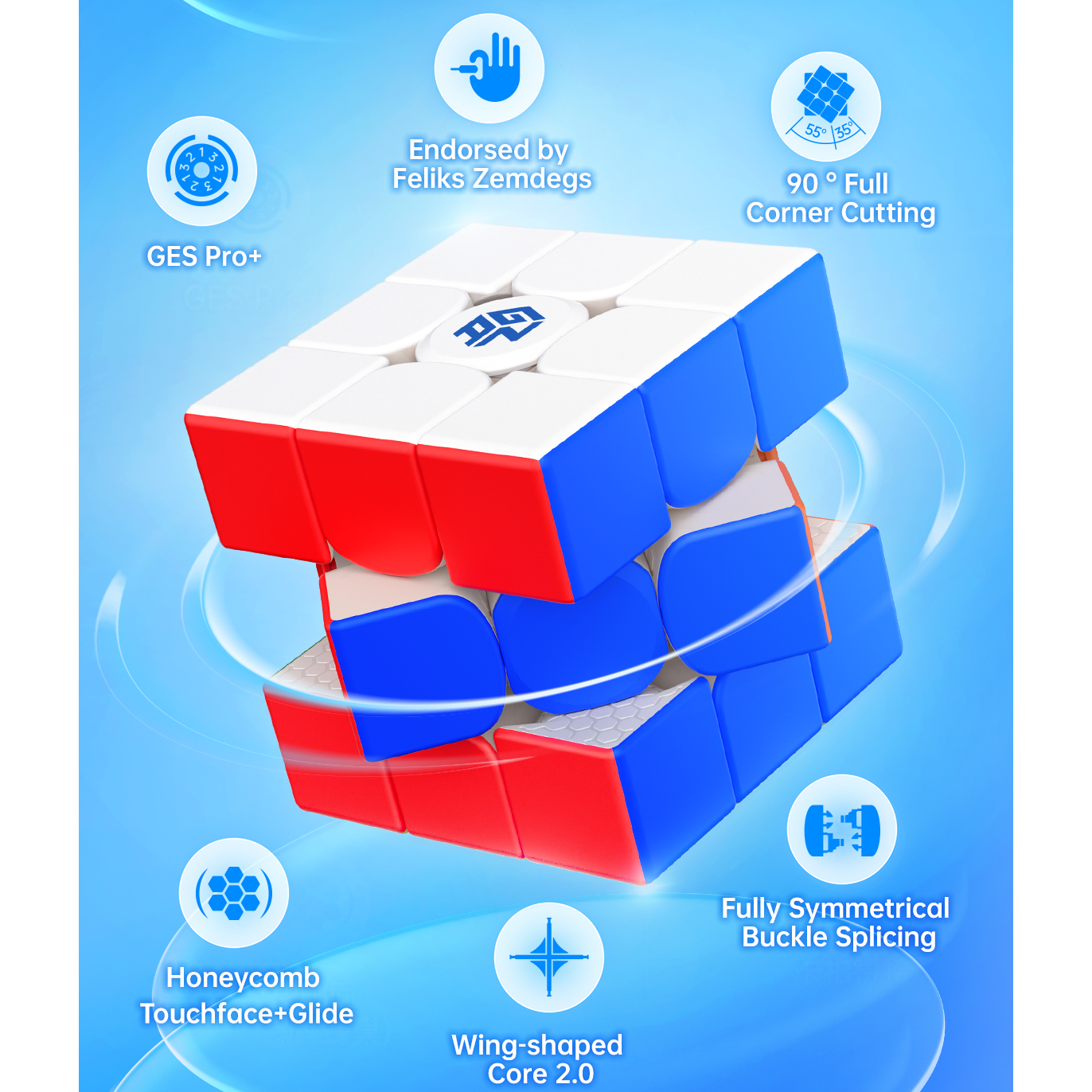 GAN 356 RS 2 Non Magnetic 3x3 Stickerless Speedcube-Cubuzzle