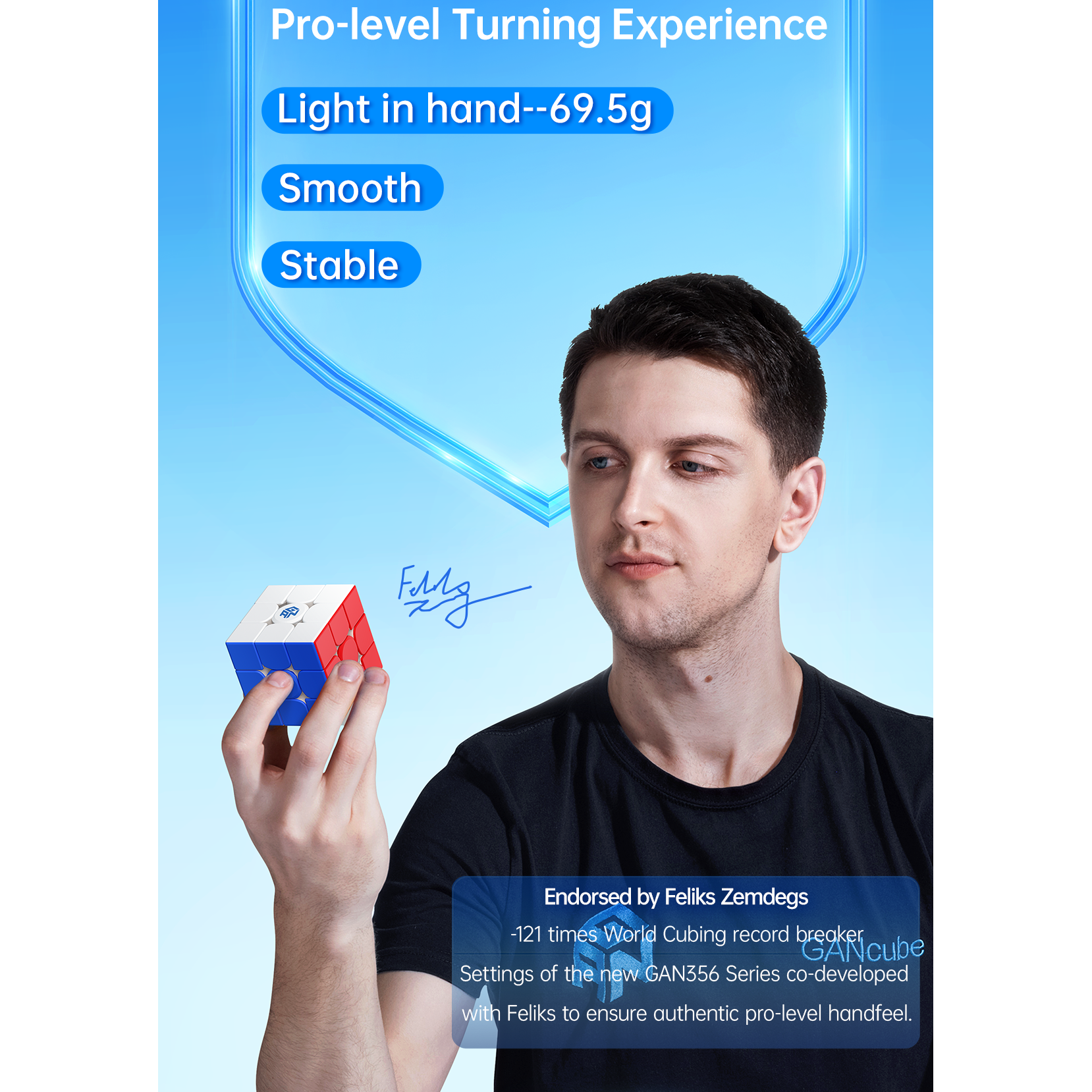 GAN 356 RS 2 Non Magnetic 3x3 Stickerless Speedcube-Cubuzzle