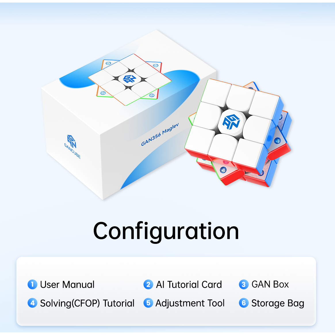 GAN 356 Maglev 3x3 Speedcube Magnetic Stickerless Cube-Cubuzzle