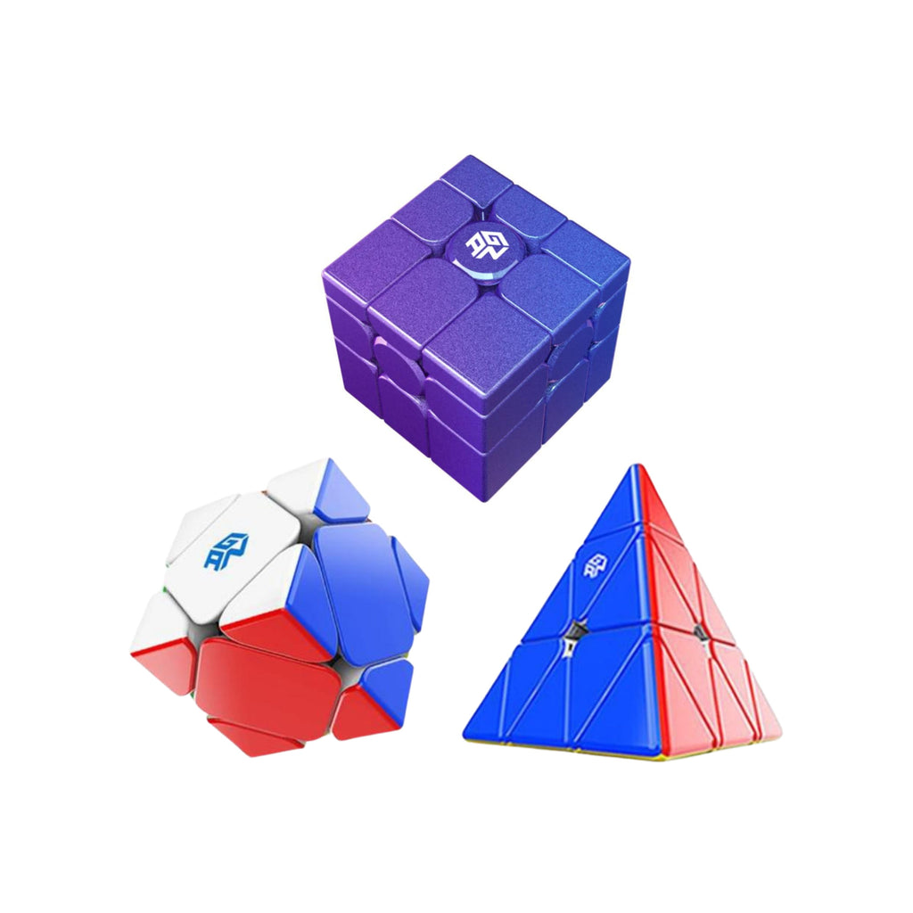 GAN Aliens Combo Pack Standard: Skewb M, Pyraminx M, Mirror Cube M Purple-Cubuzzle